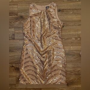 NWT Vince Camuto Sequins Sleeveless Minidress Rose Gold